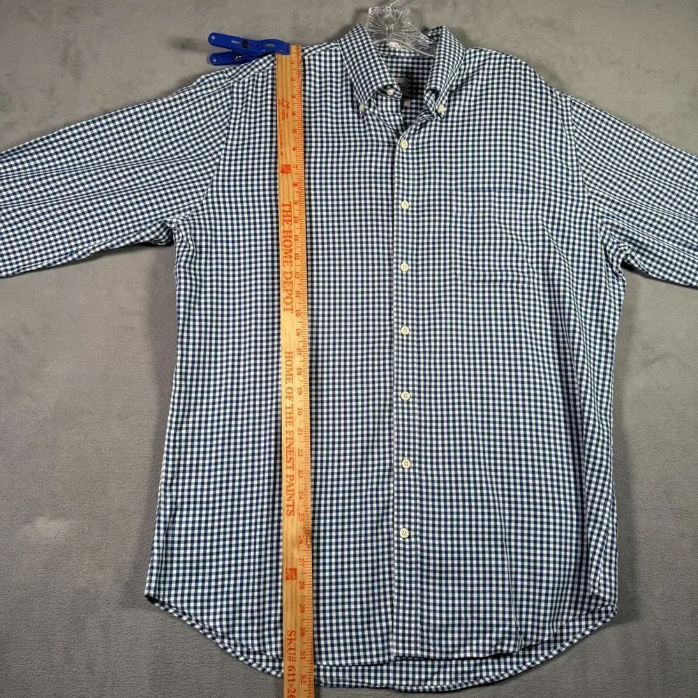 Peter Millar Shirt Mens L Blue Check Nanoluxe Long Sleeve Button Down IGF Preppy